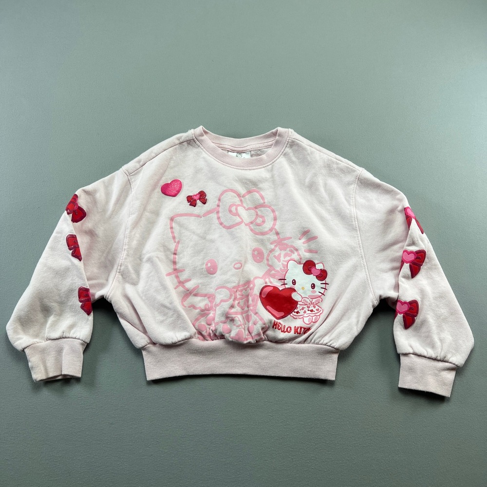 Sanrio Hello Kitty Sweatshirt Girls S 6-6x Pink Valentine's Day Graphic Crewneck
